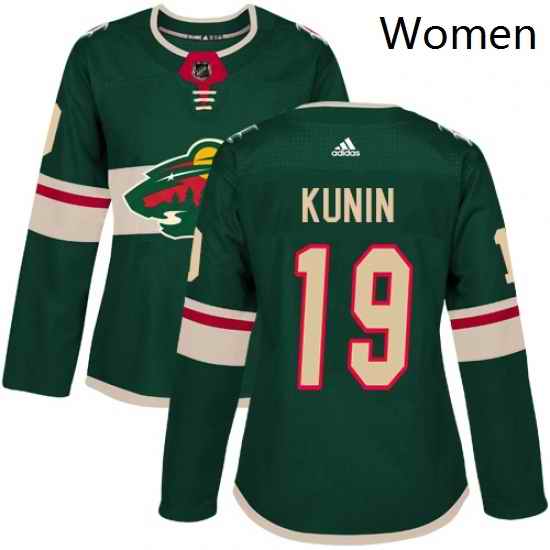Womens Adidas Minnesota Wild 19 Luke Kunin Premier Green Home NHL Jersey